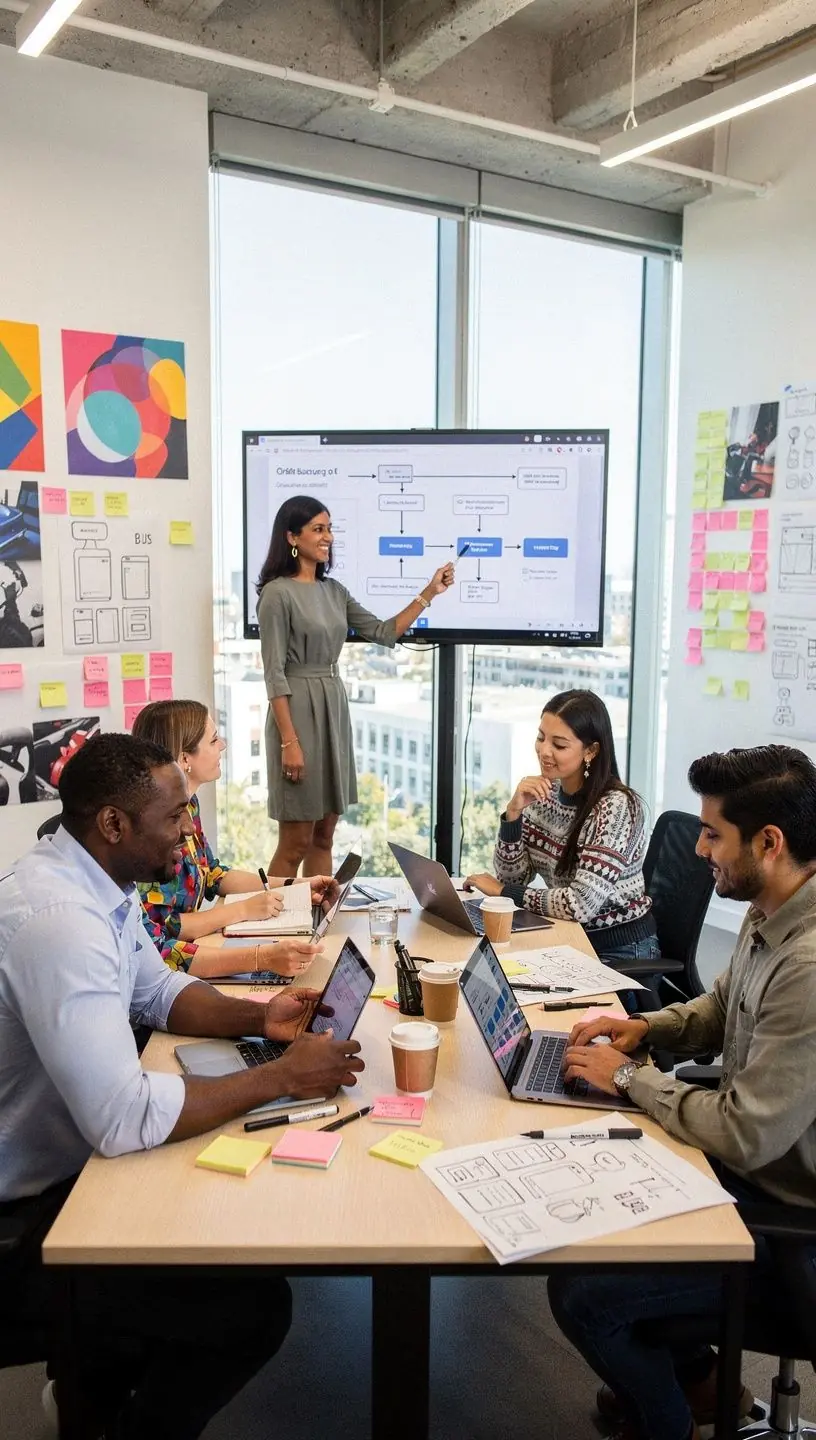 Illustration of a flowchart showing steps for automating repetitive tasks to improve efficiency.